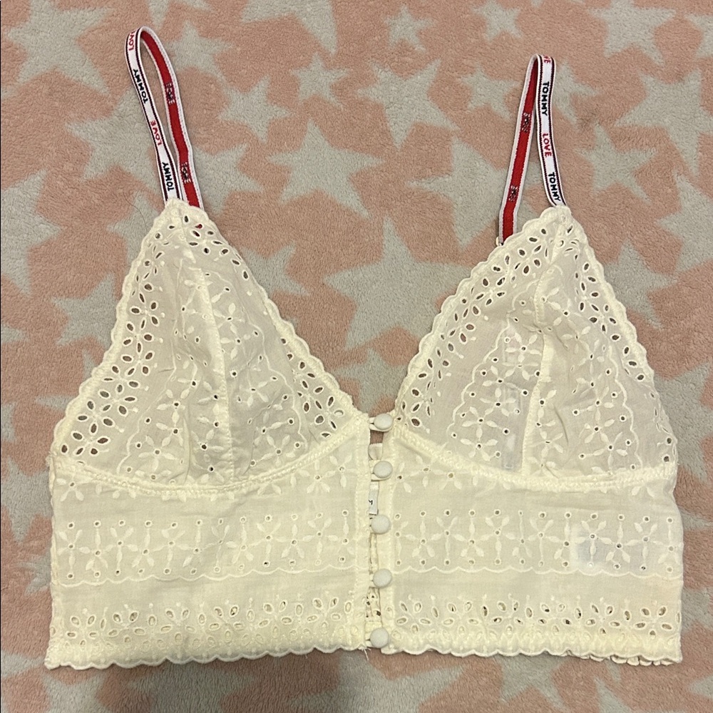 Tommy Hilfiger Women's White Eyelet Bralette